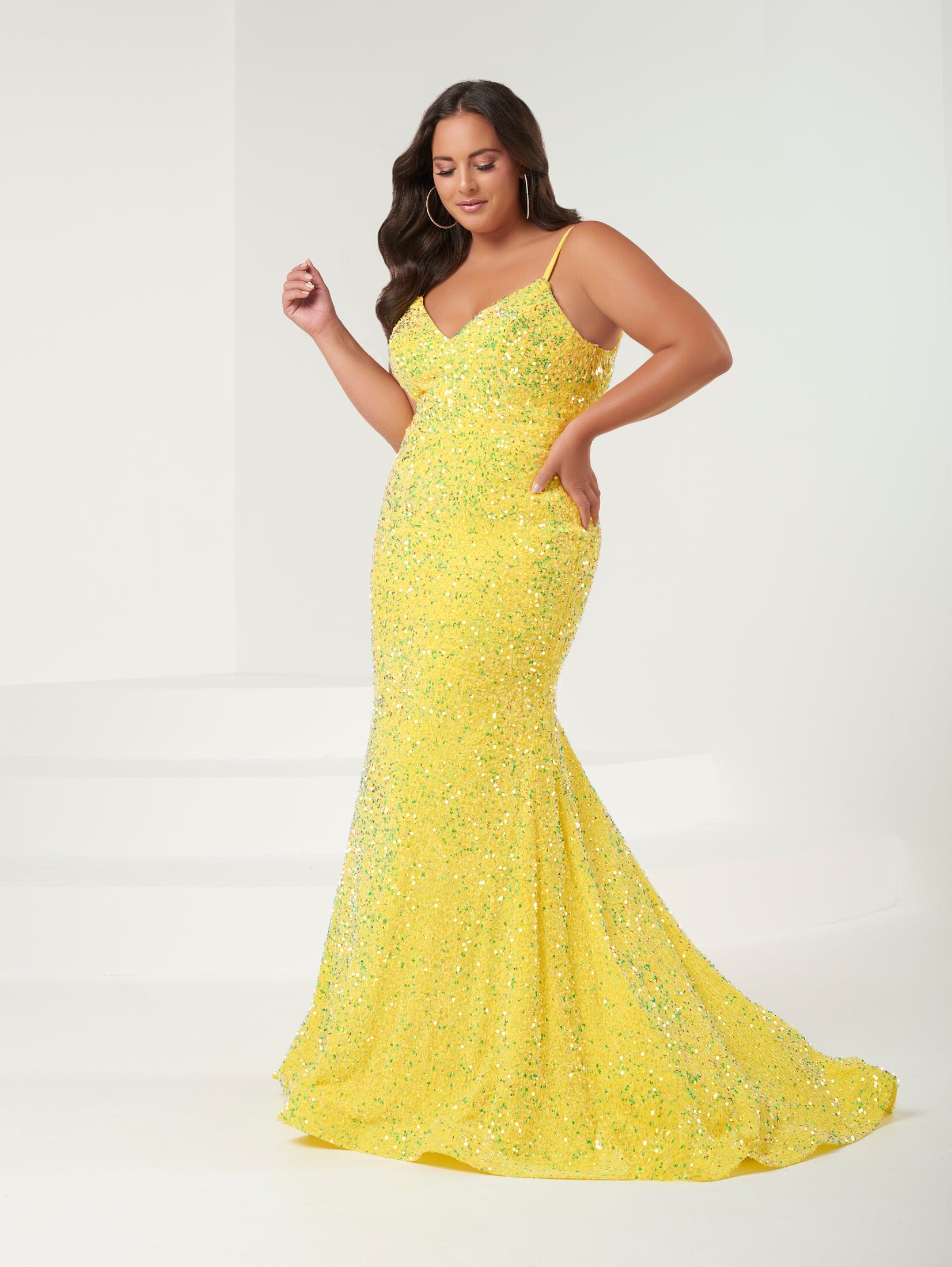 Plus size fashion yellow ball gown