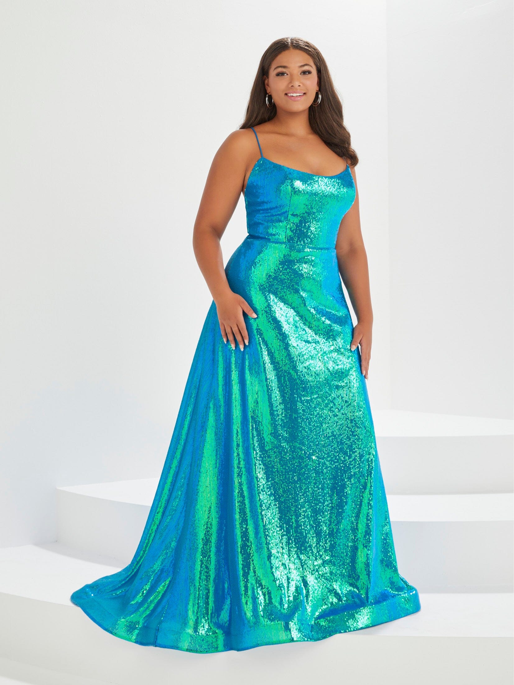 Plus Size Iridescent Sequin Gown by Tiffany Designs 16043 – ABC Fashion