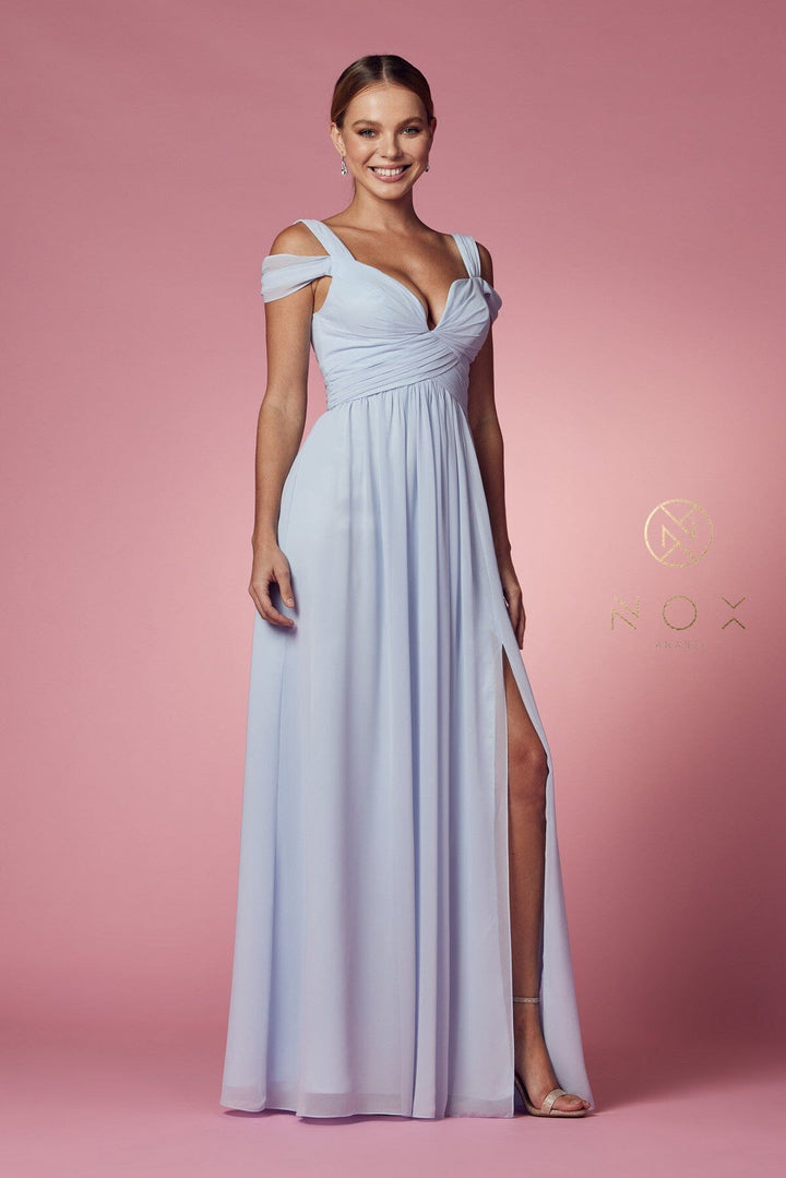 Plus Size Long A-line Cold Shoulder Dress by Nox Anabel Y277P