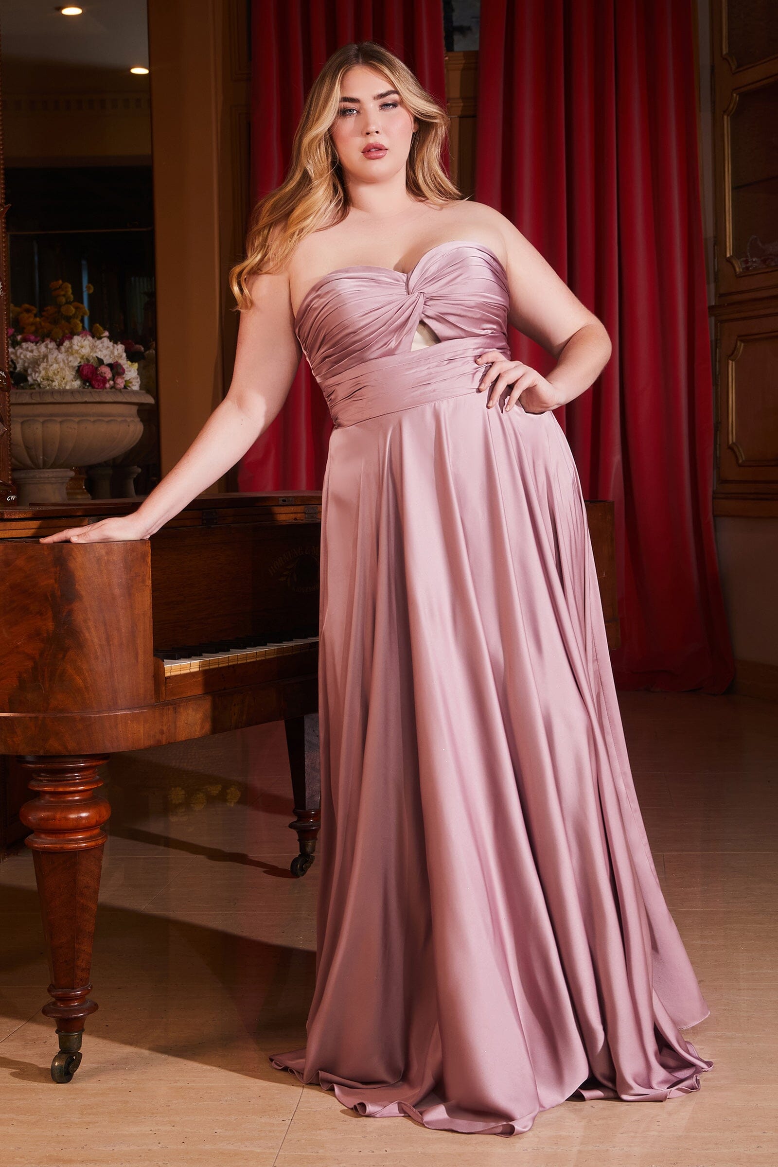 Plus size satin dress fashion