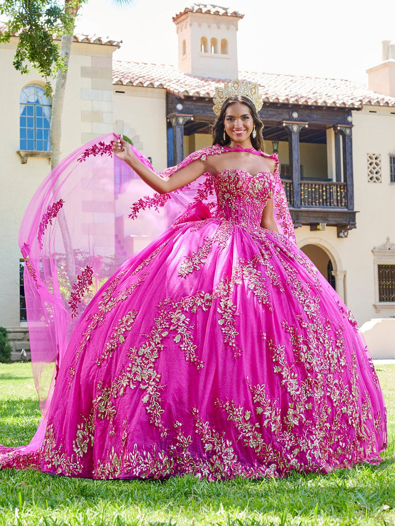 Puff Sleeve Cape Quinceanera Dress by House of Wu 26075 – ABC Fashion