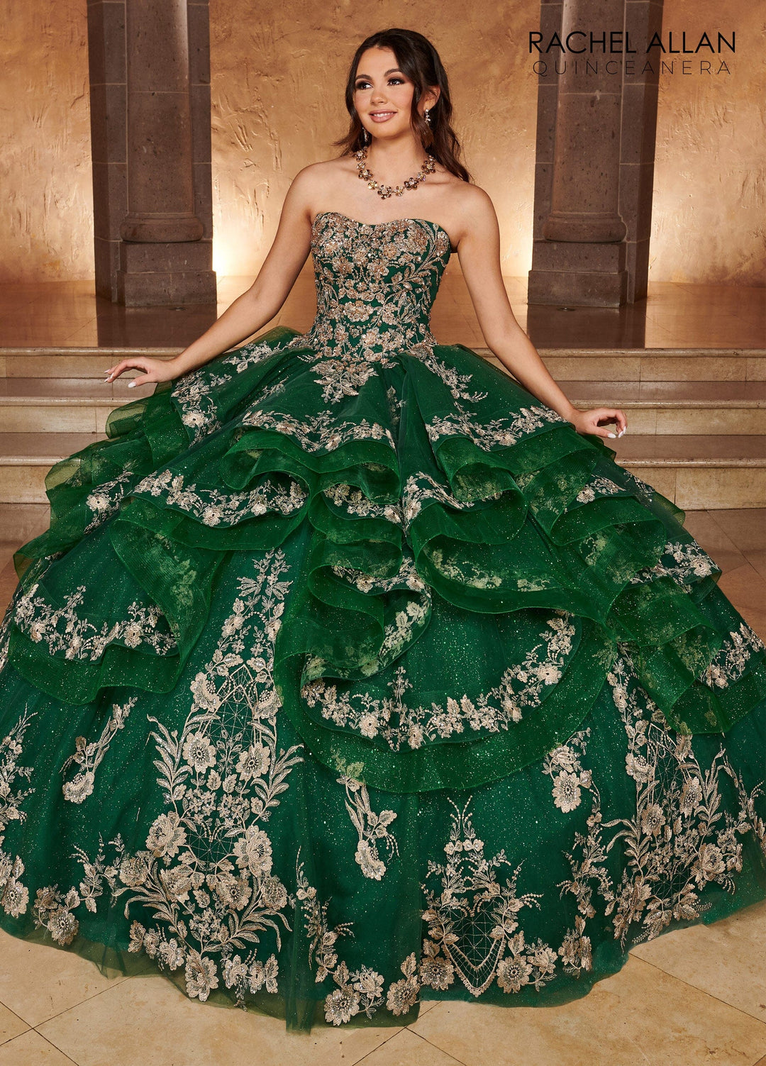 Puff Sleeve Tiered Quinceanera Dress by Rachel Allan RQ3107