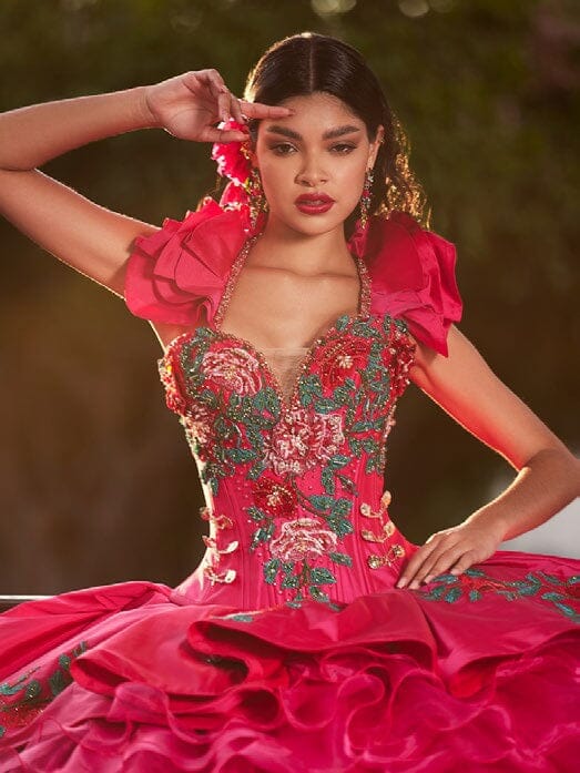 Ruffled Floral Charro Quinceanera Dress by Ragazza M44-144 – ABC Fashion