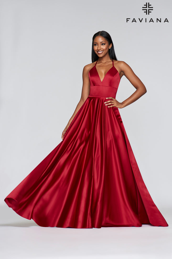 Satin Sleeveless A-line Gown by Faviana S10252