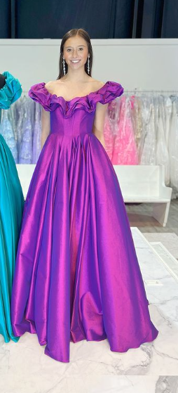 Taffeta Off Shoulder A-line Gown by Jovani 37476