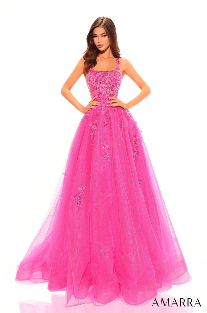 Sequin Applique Sleeveless Ball Gown by Amarra 88749