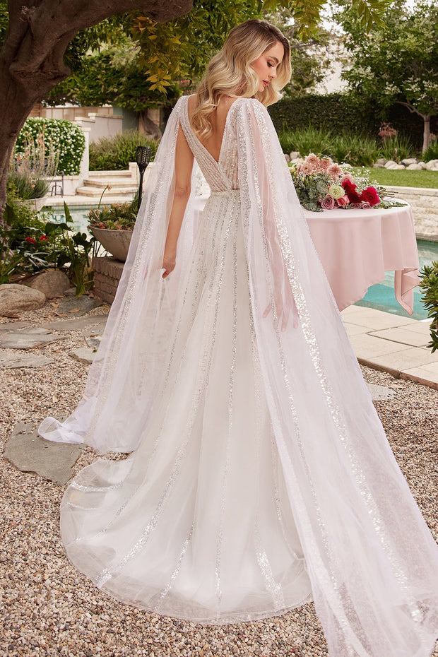 Wedding dress 2025 with cape sleeves