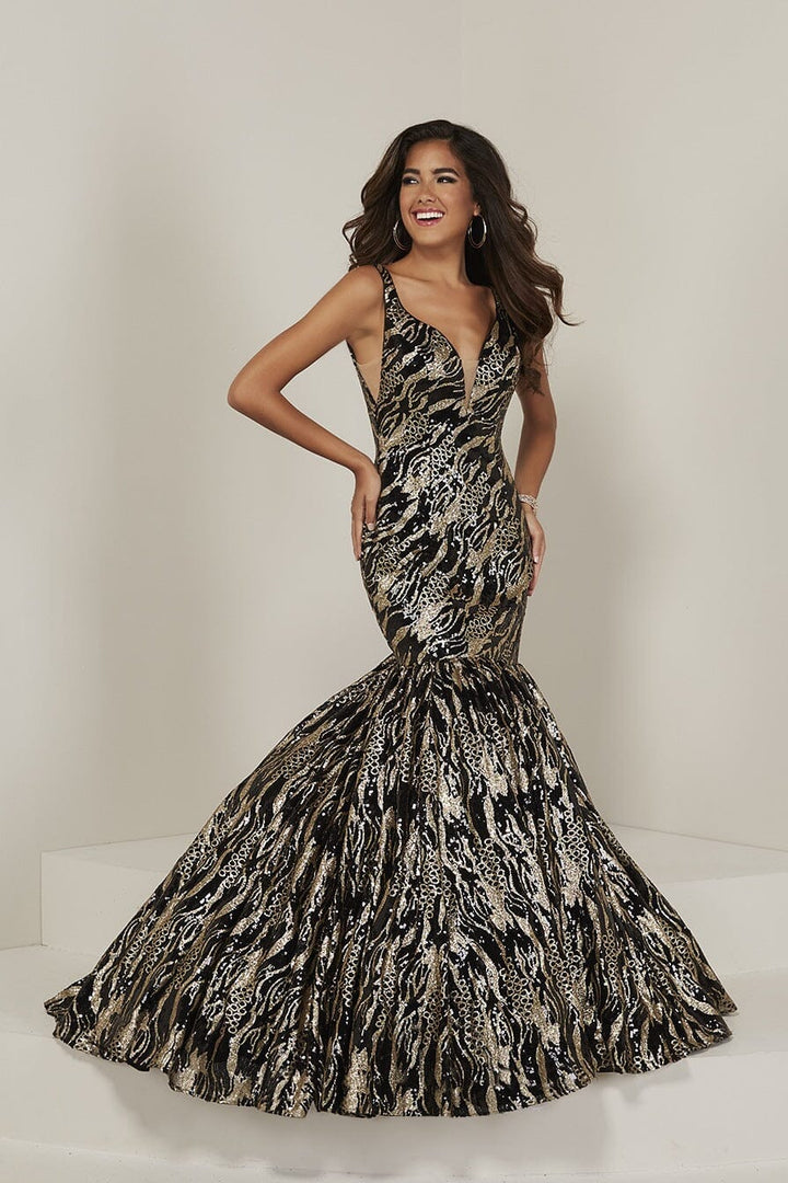 Sequin Print Sleeveless Mermaid Dress by Tiffany Designs 16361