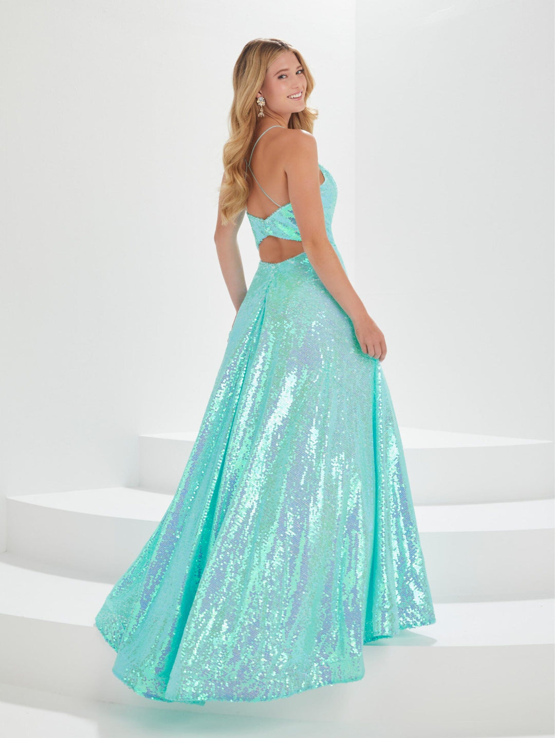 Sequin Sleeveless A-line Gown by Tiffany Designs 16002