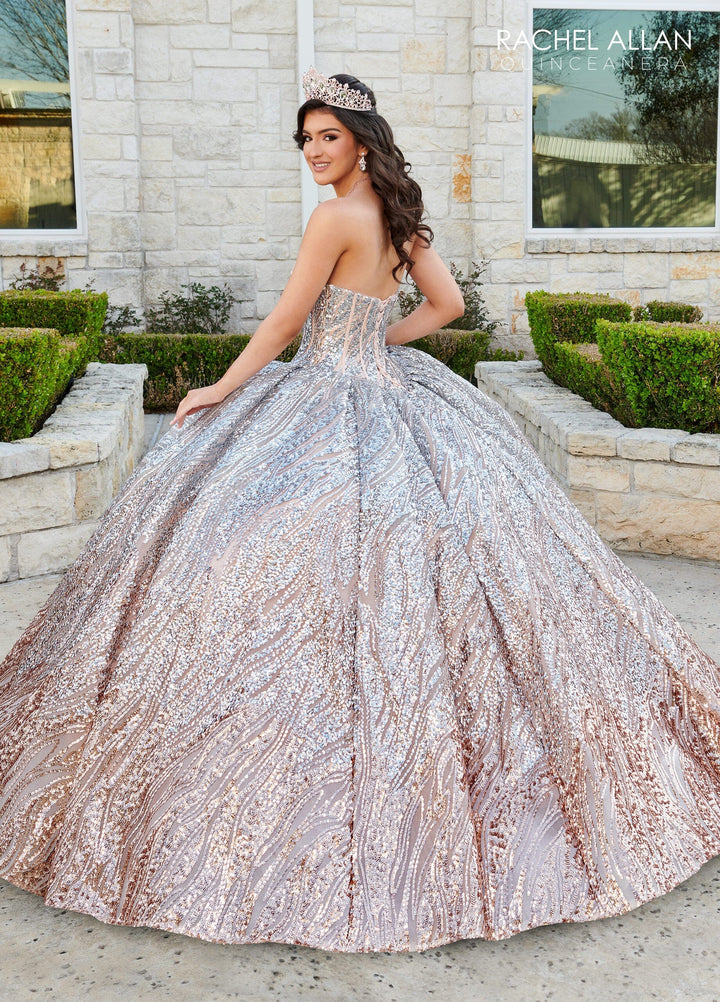 Sequin Tulle Strapless Quinceanera Dress by Rachel Allan RQ3121