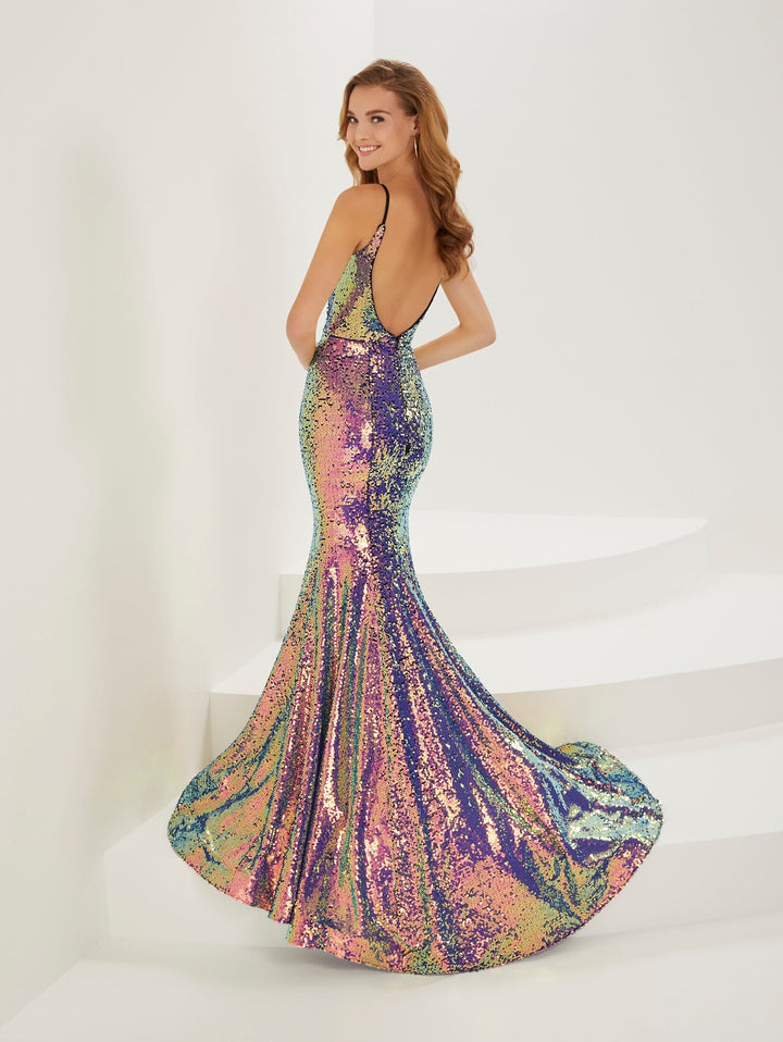 Sequin V-Neck Mermaid Dress by Tiffany Designs 16928