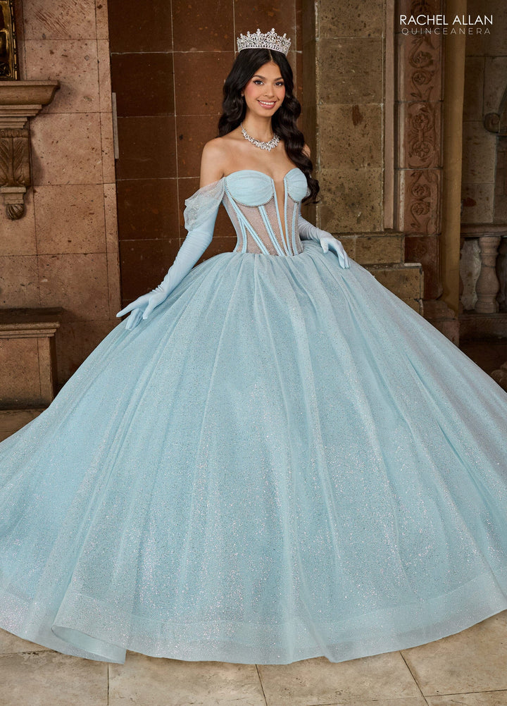 Sheer Corset Glitter Quinceanera Dress by Rachel Allan RQ2183