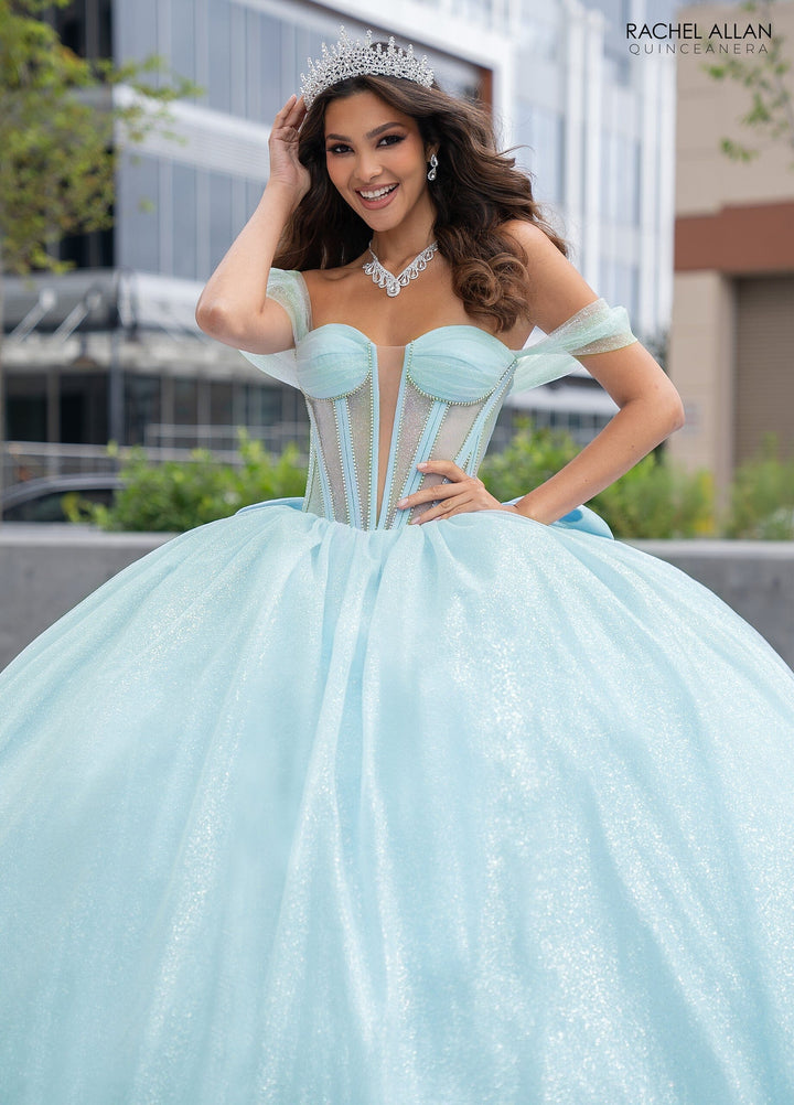 Sheer Corset Glitter Quinceanera Dress by Rachel Allan RQ2183