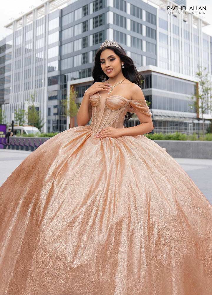 Sheer Corset Glitter Quinceanera Dress by Rachel Allan RQ2183