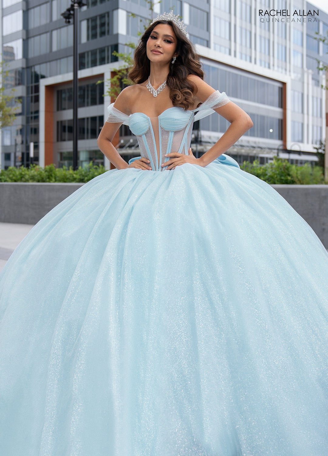 Sheer Corset Glitter Quinceanera Dress by Rachel Allan RQ2183