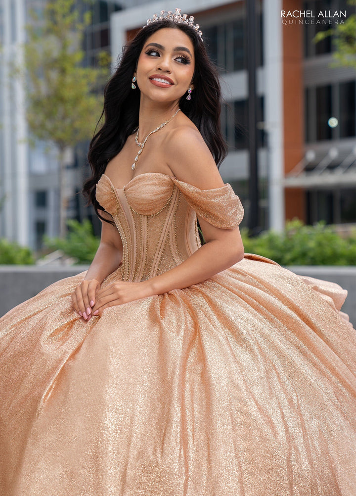 Sheer Corset Glitter Quinceanera Dress by Rachel Allan RQ2183