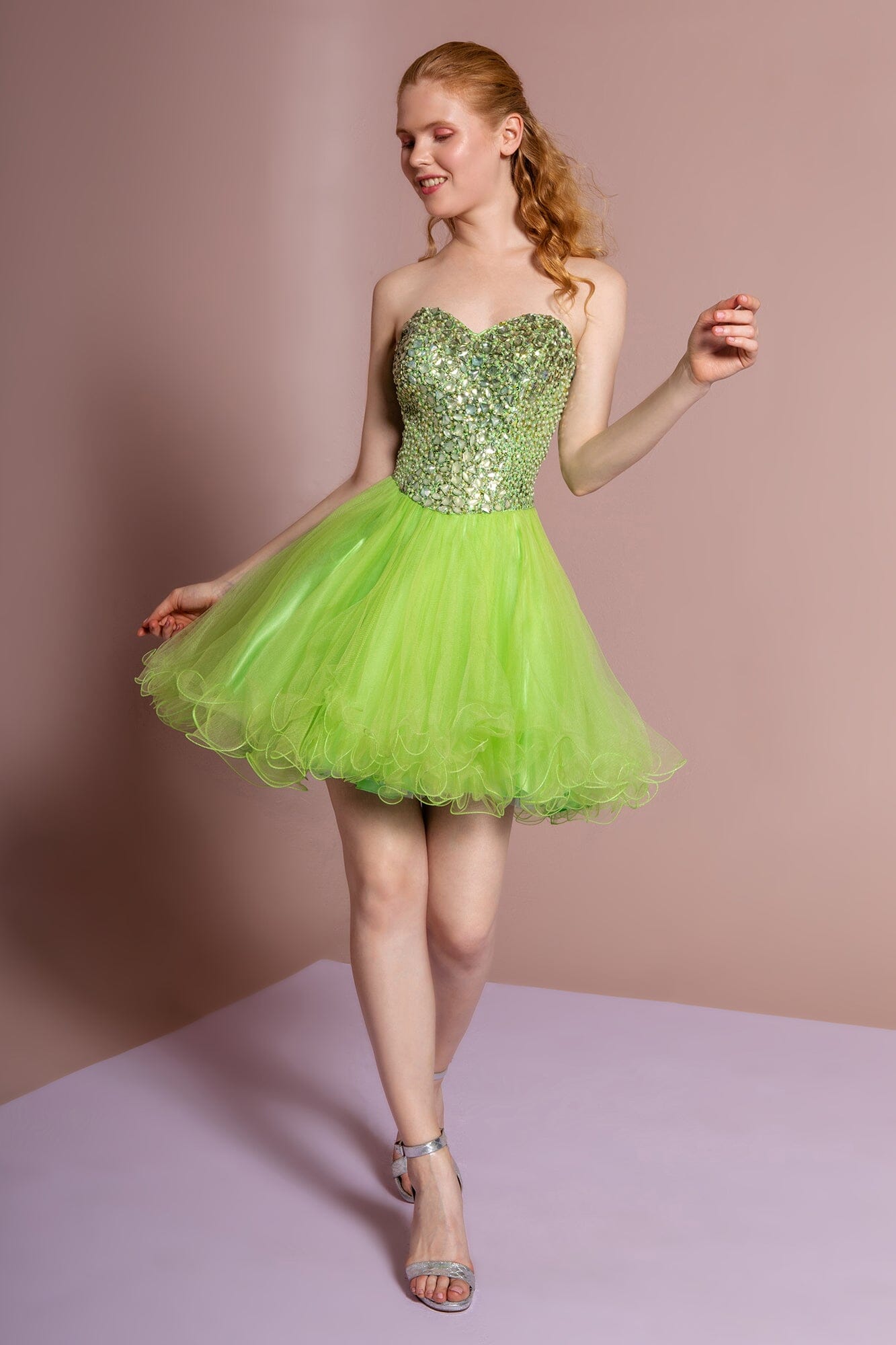 Light green strapless fashion dress