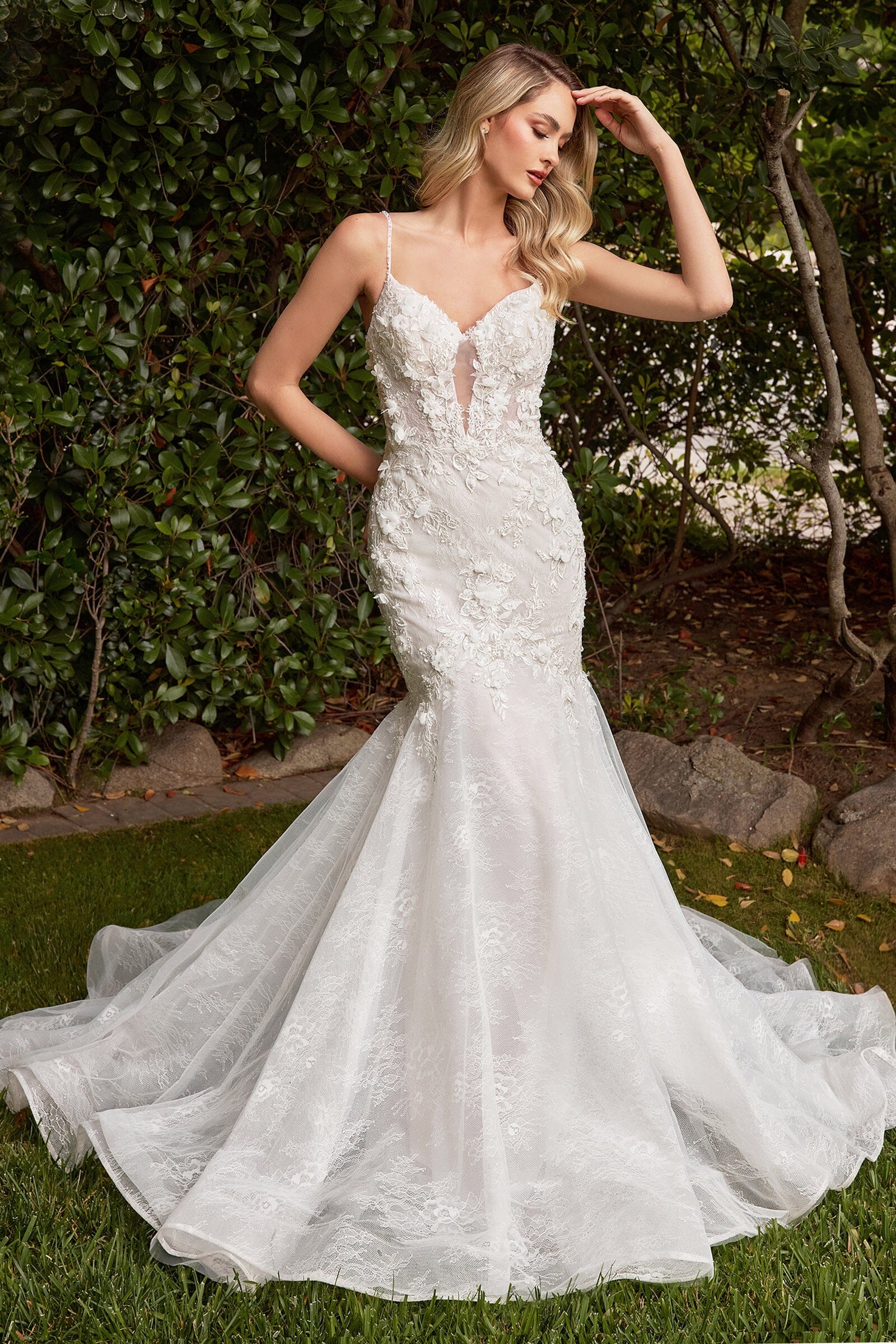 Sleeveless Lace Mermaid Bridal Gown by Ladivine CD856W – ABC Fashion