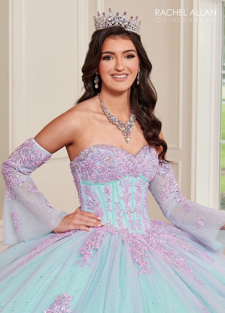 Strapless Bell Sleeve Quinceanera Dress by Rachel Allan RQ1120