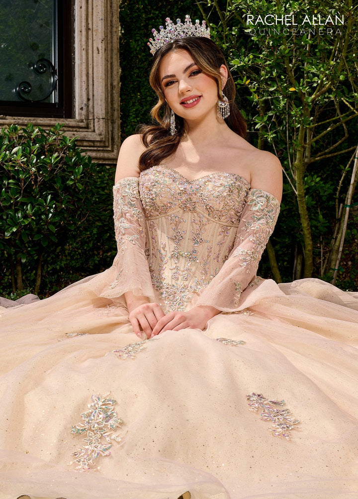 Strapless Bell Sleeve Quinceanera Dress by Rachel Allan RQ1120