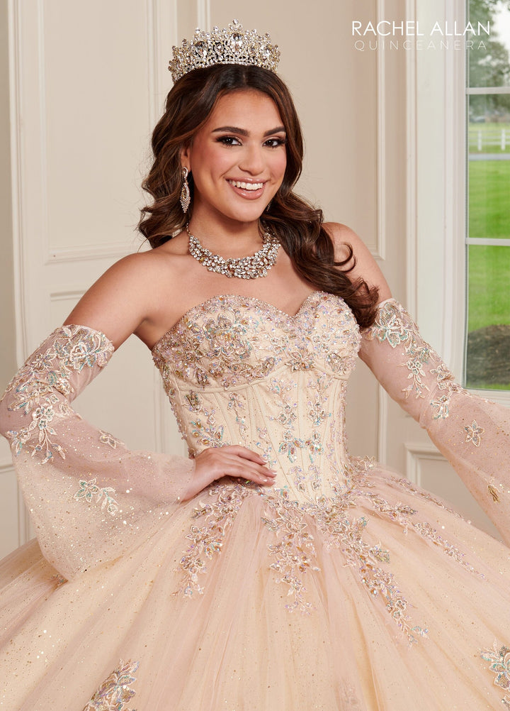 Strapless Bell Sleeve Quinceanera Dress by Rachel Allan RQ1120