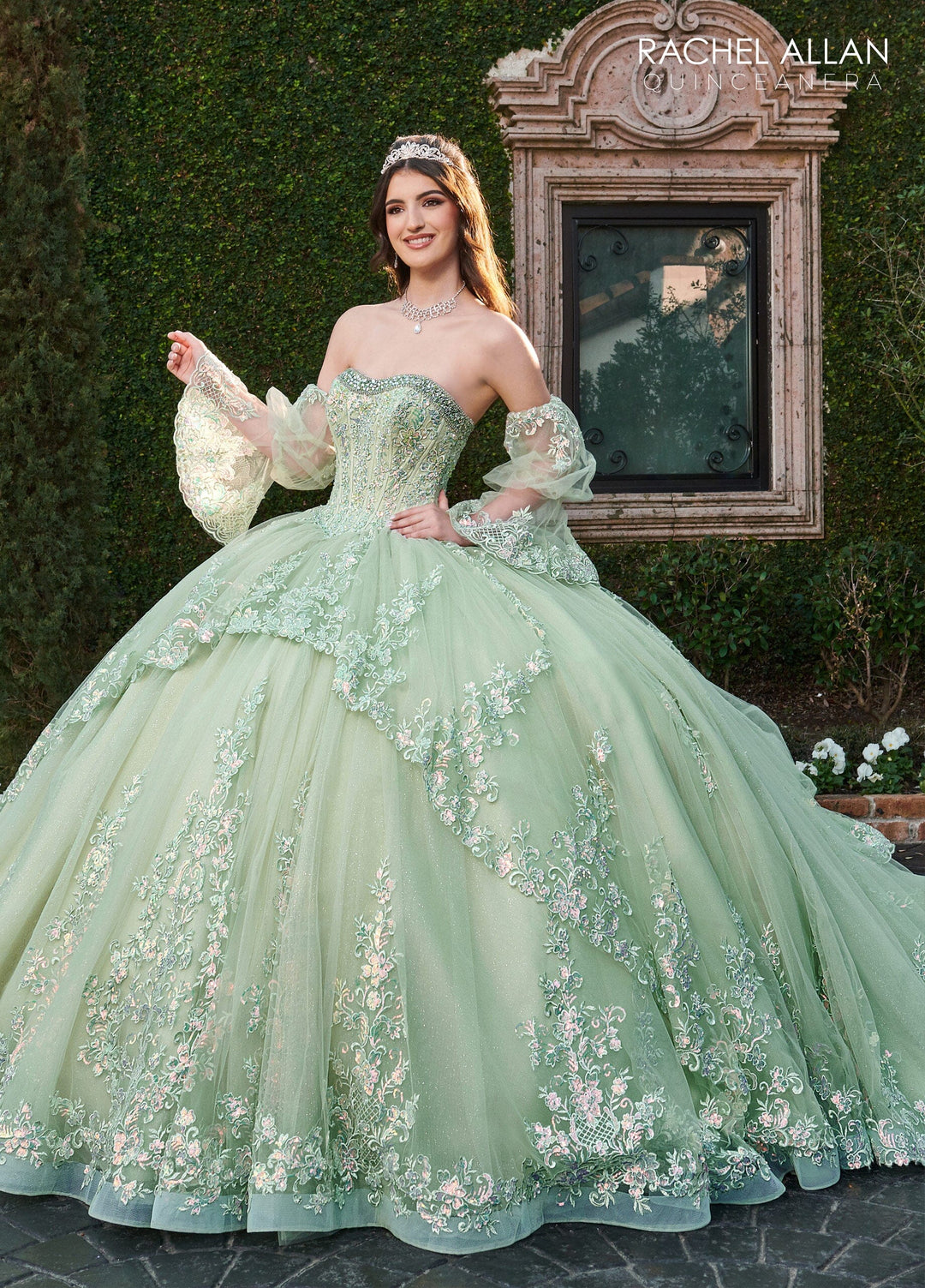 Strapless Bell Sleeve Quinceanera Dress by Rachel Allan RQ2178