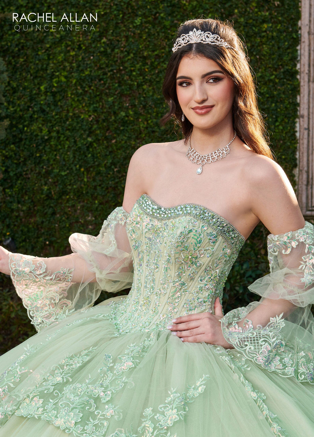 Strapless Bell Sleeve Quinceanera Dress by Rachel Allan RQ2178