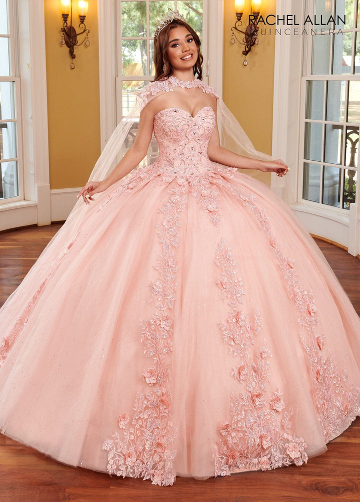 Strapless Cape Quinceanera Dress by Rachel Allan RQ1111