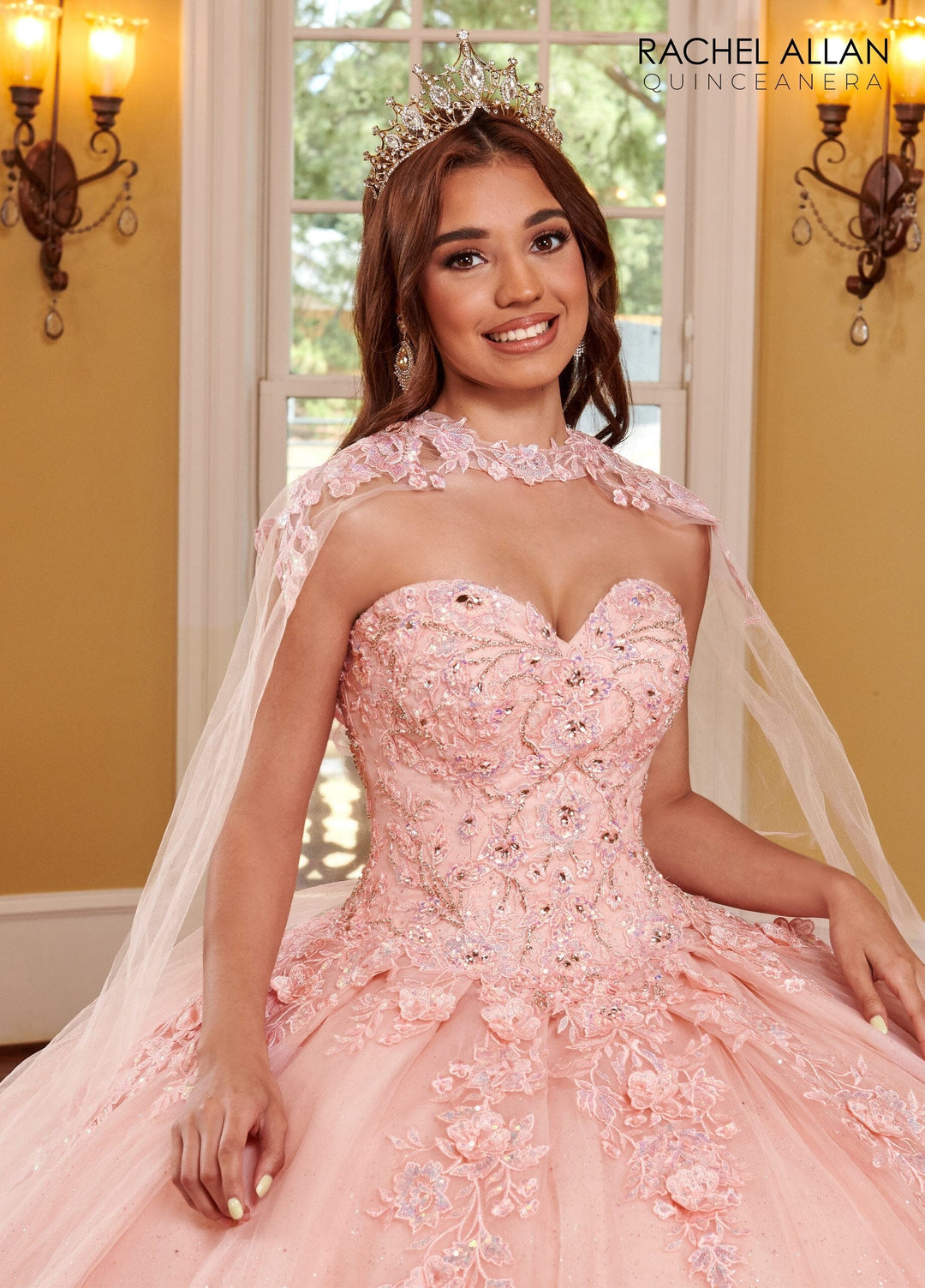 Strapless Cape Quinceanera Dress by Rachel Allan RQ1111