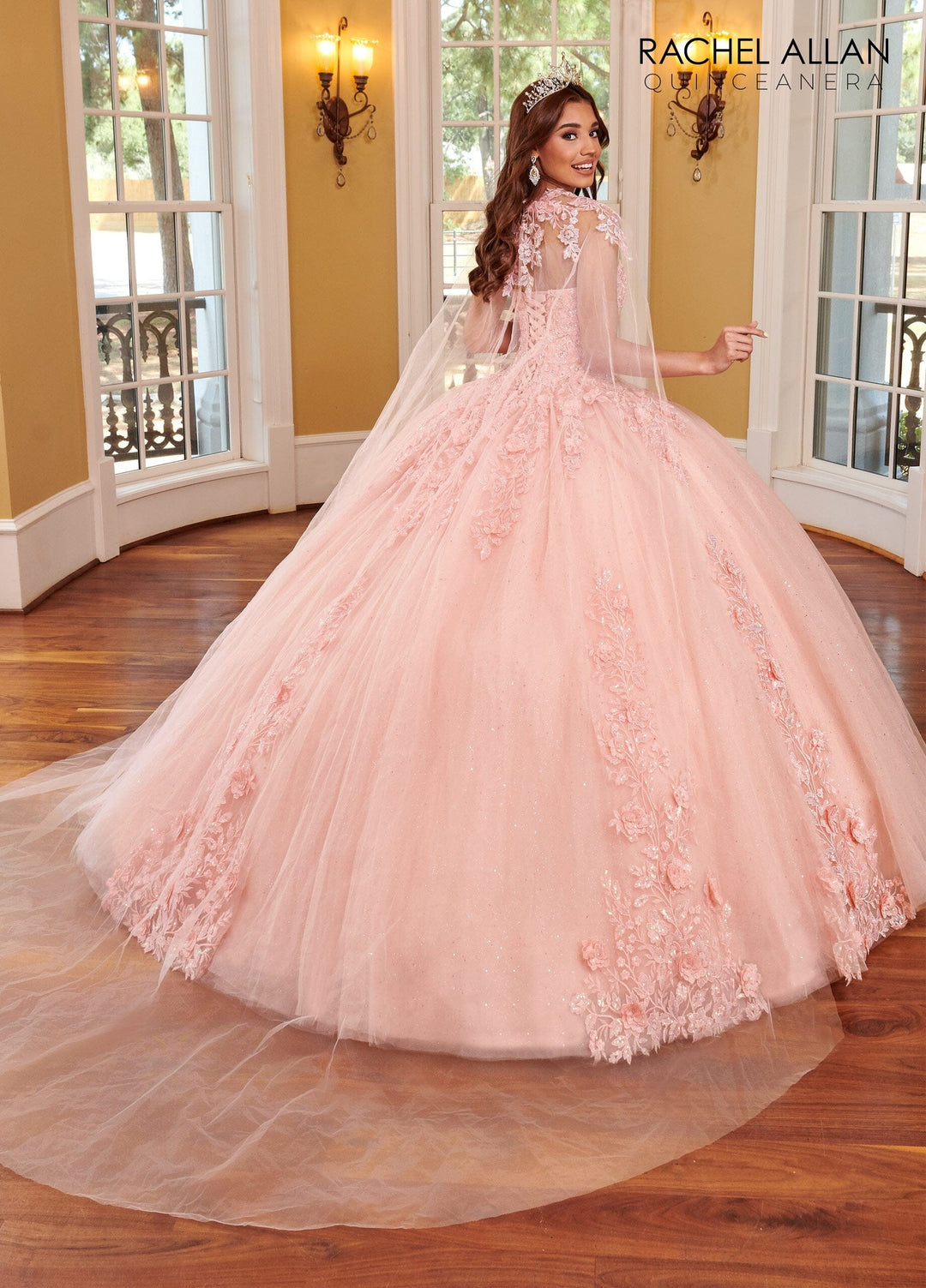 Strapless Cape Quinceanera Dress by Rachel Allan RQ1111