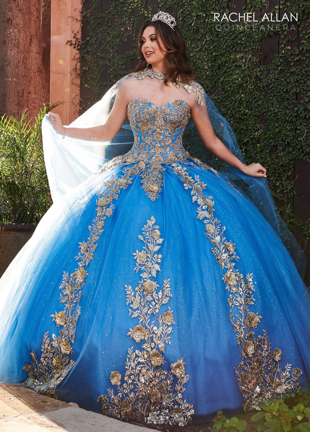 Strapless Cape Quinceanera Dress by Rachel Allan RQ1111