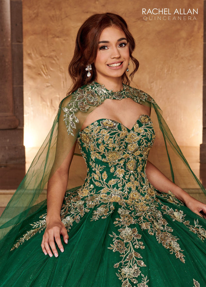 Strapless Cape Quinceanera Dress by Rachel Allan RQ1111