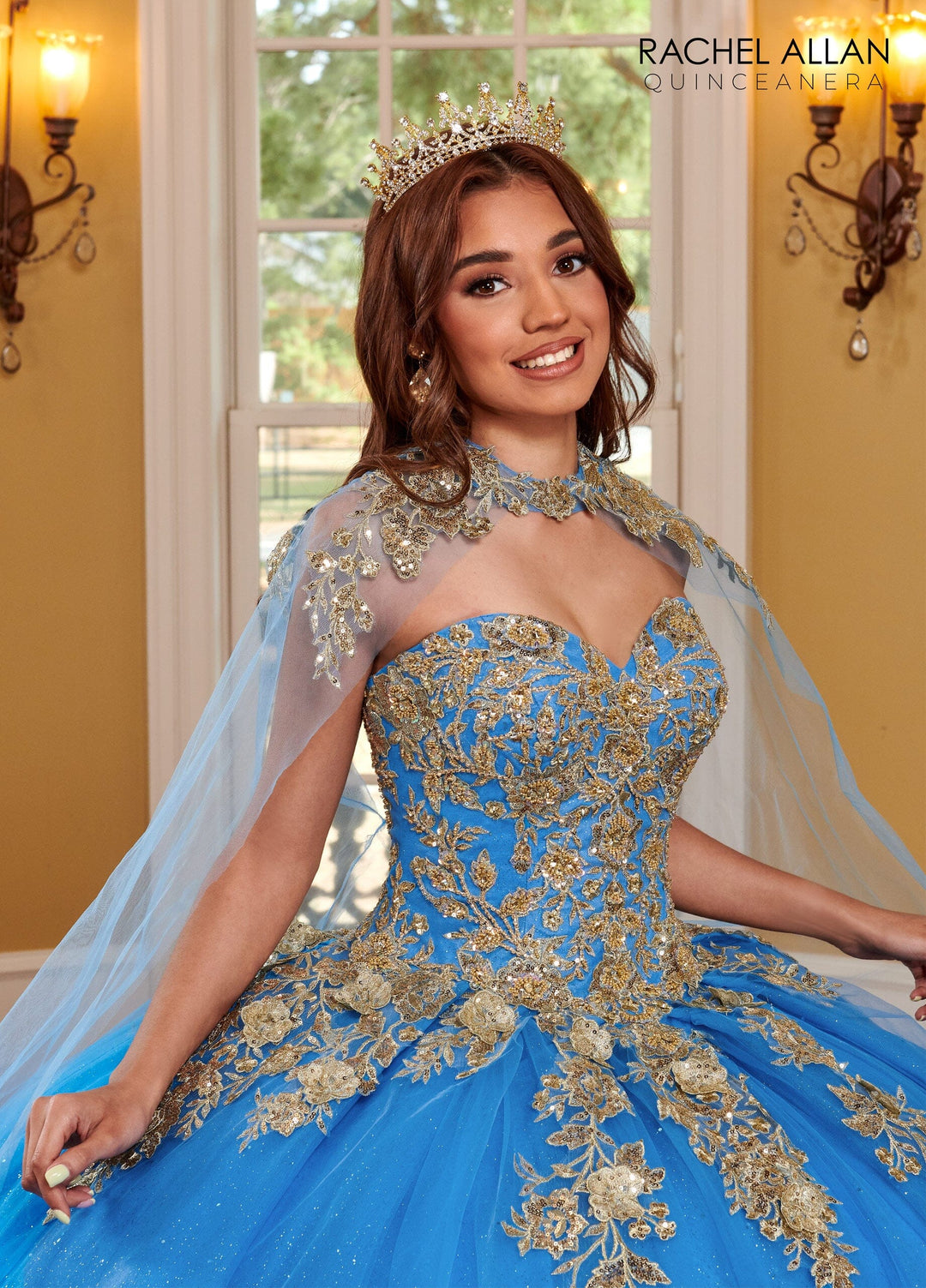 Strapless Cape Quinceanera Dress by Rachel Allan RQ1111