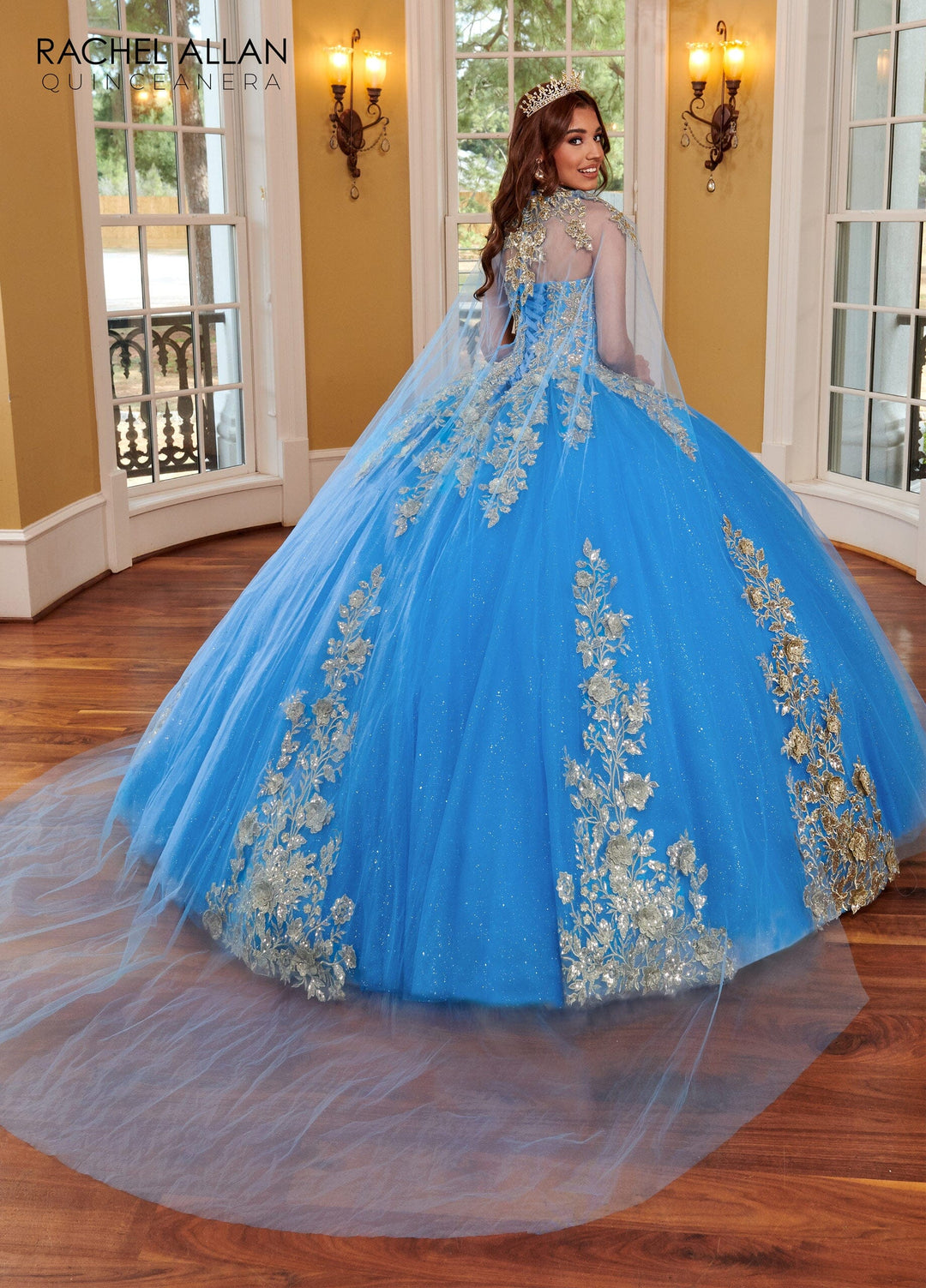 Strapless Cape Quinceanera Dress by Rachel Allan RQ1111