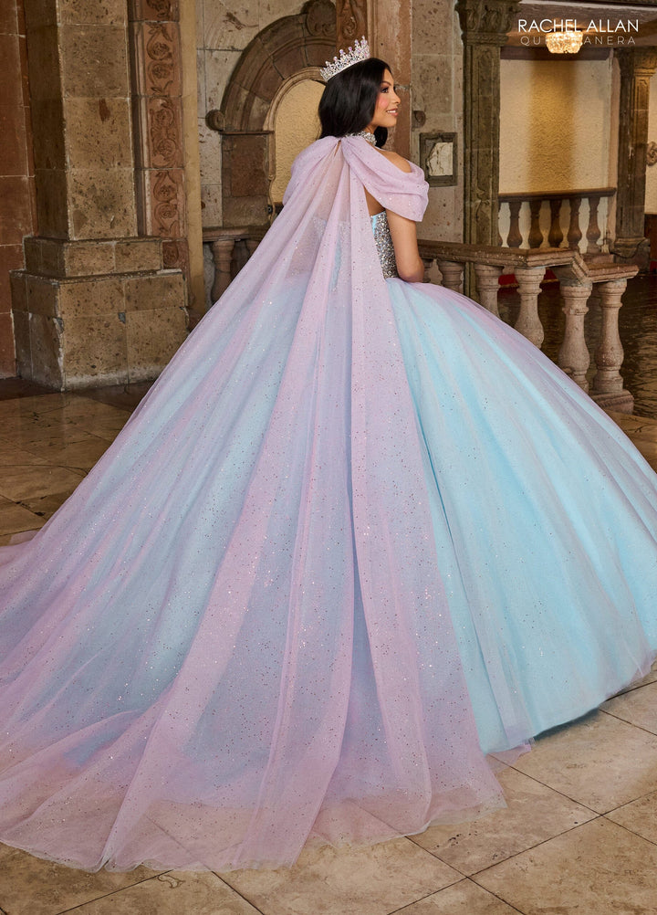 Strapless Cape Quinceanera Dress by Rachel Allan RQ1130