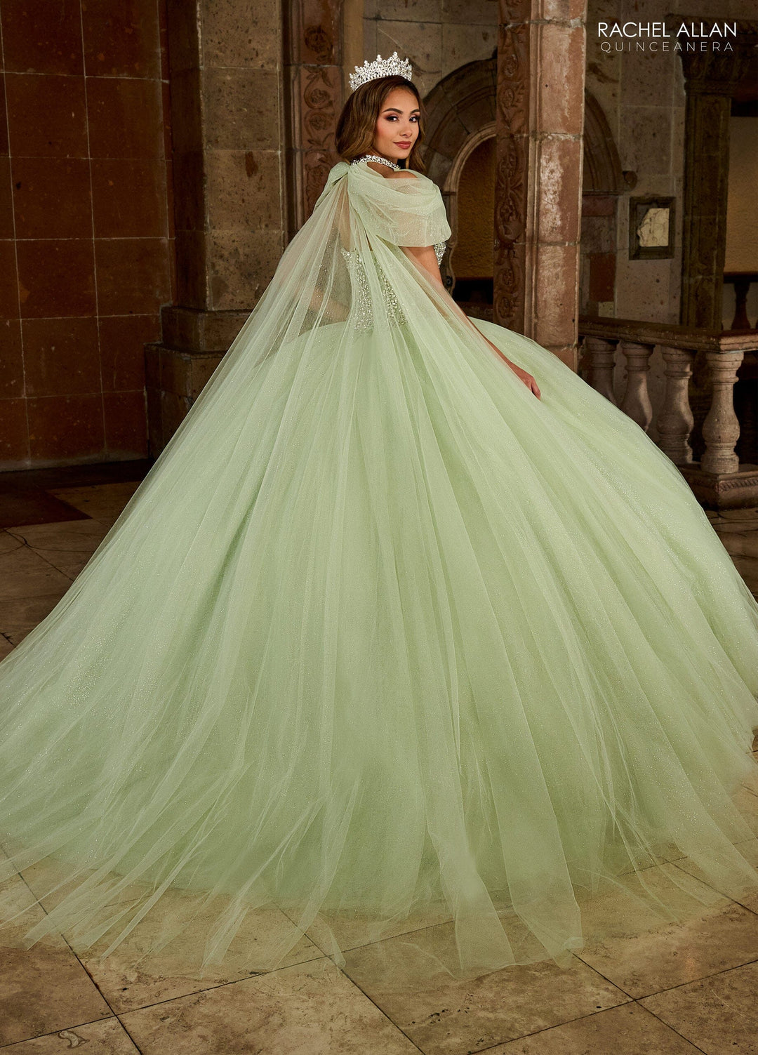 Strapless Cape Quinceanera Dress by Rachel Allan RQ1130