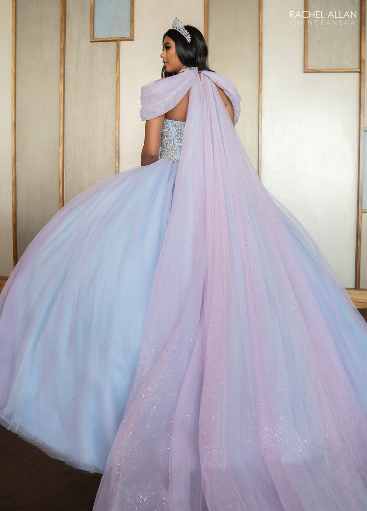 Strapless Cape Quinceanera Dress by Rachel Allan RQ1130