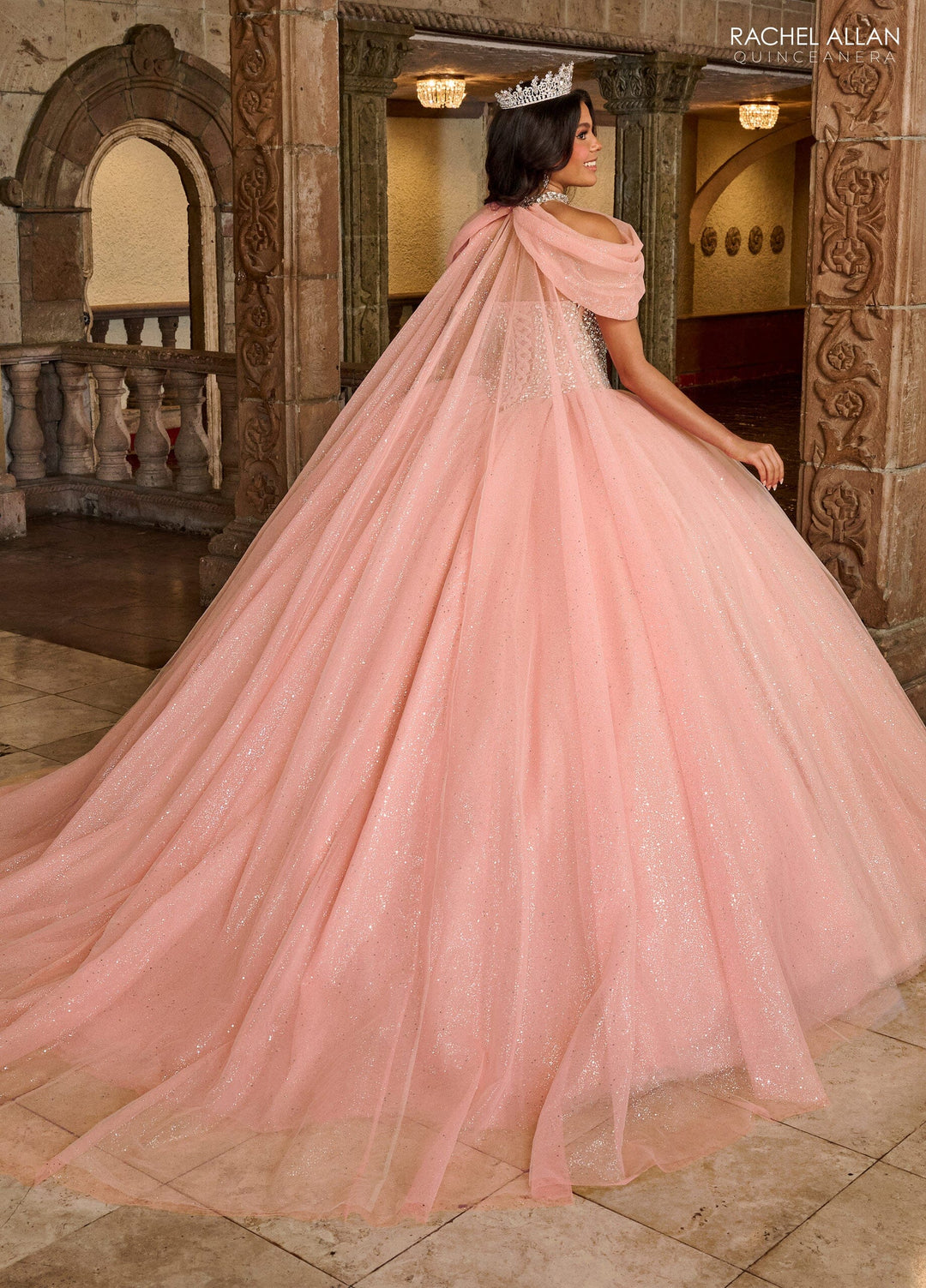 Strapless Cape Quinceanera Dress by Rachel Allan RQ1130