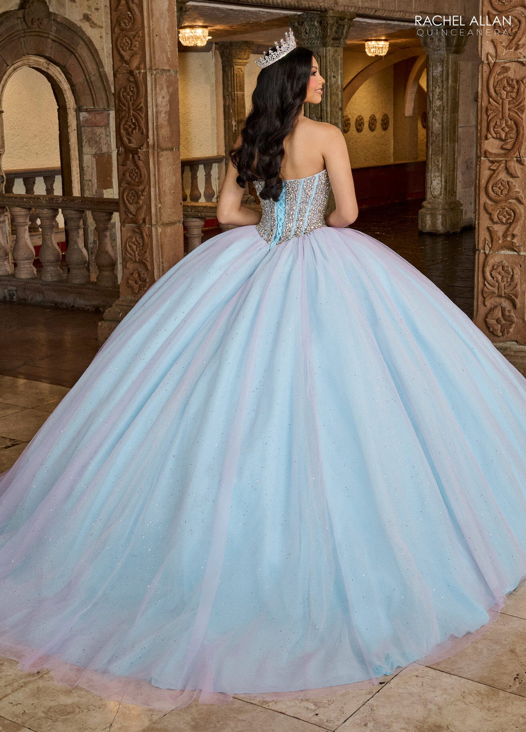 Strapless Cape Quinceanera Dress by Rachel Allan RQ1130