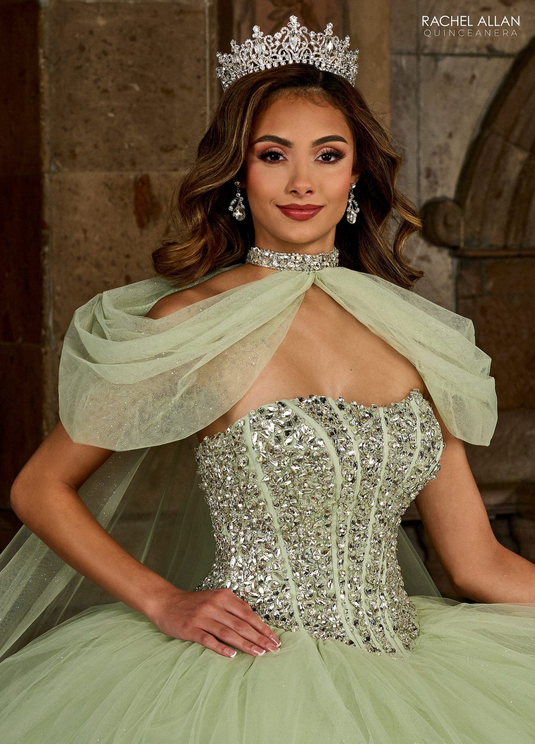 Strapless Cape Quinceanera Dress by Rachel Allan RQ1130