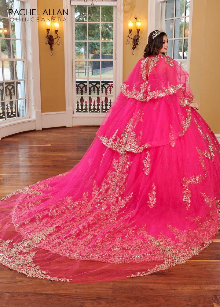 Strapless Cape Quinceanera Dress by Rachel Allan RQ2170