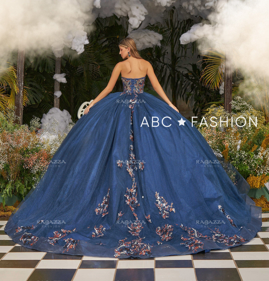 Strapless Cloak Quinceanera Dress by Ragazza EV51-651