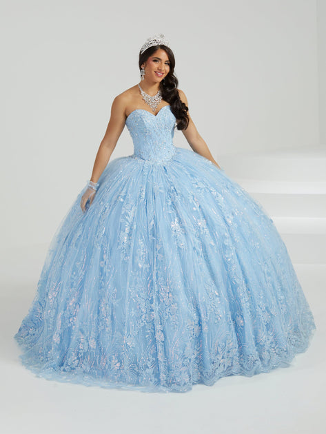 Floral Applique Cape Sleeve Ball Gown by Ladivine 15716