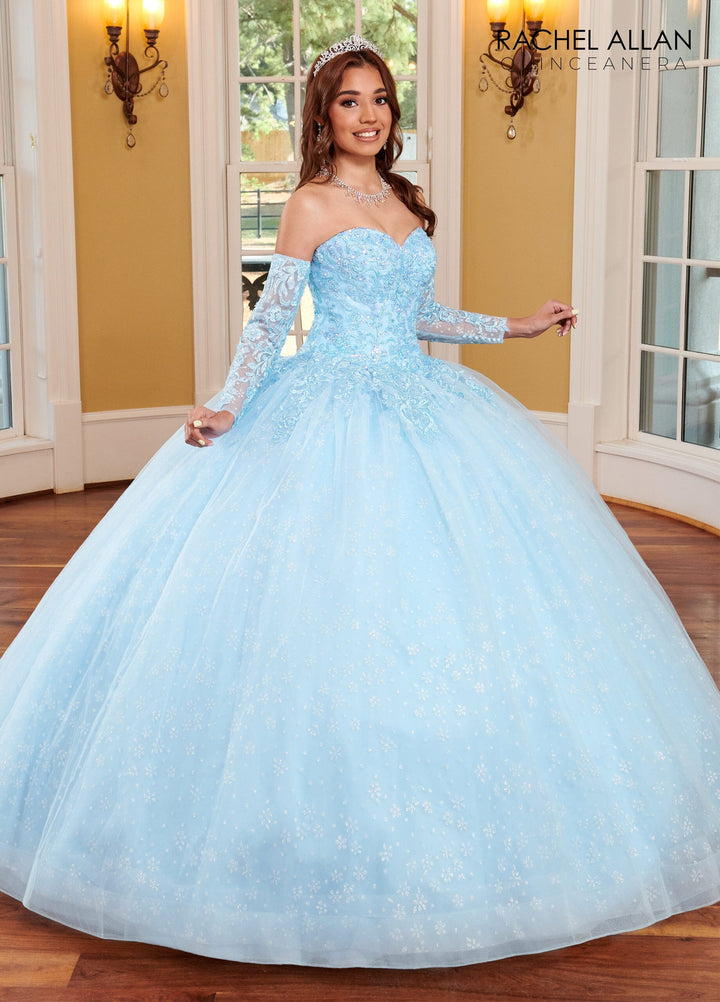 Strapless Long Sleeve Quinceanera Dress by Rachel Allan RQ1116