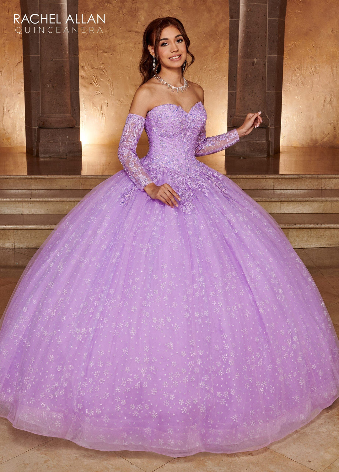 Strapless Long Sleeve Quinceanera Dress by Rachel Allan RQ1116