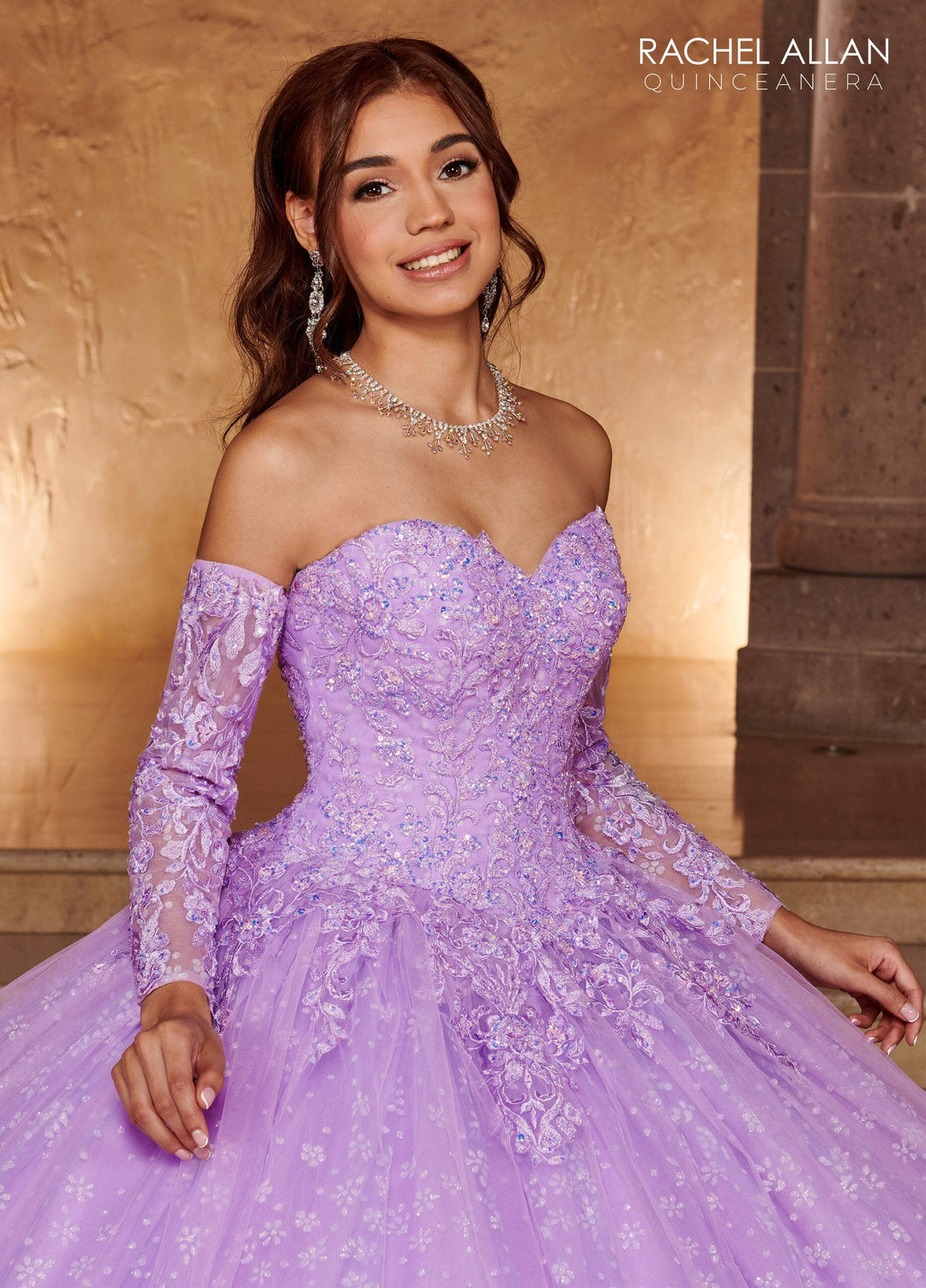 Strapless Long Sleeve Quinceanera Dress by Rachel Allan RQ1116