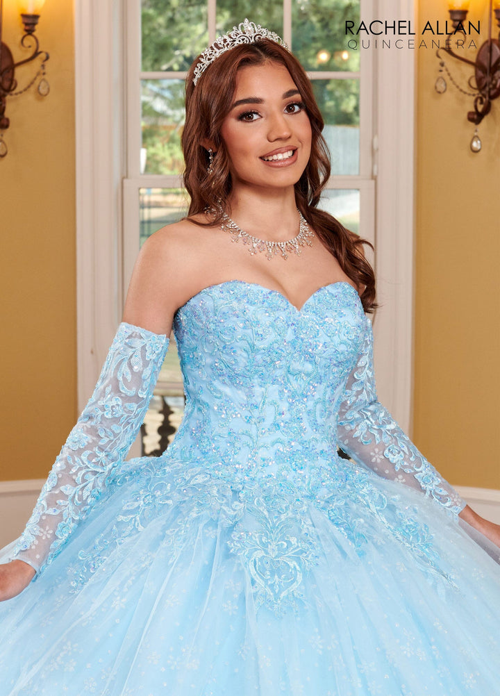 Strapless Long Sleeve Quinceanera Dress by Rachel Allan RQ1116