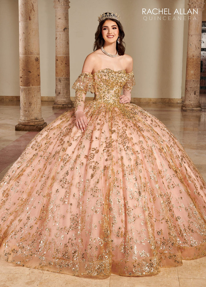 Strapless Long Sleeve Quinceanera Dress by Rachel Allan RQ2176