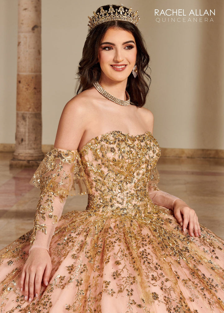 Strapless Long Sleeve Quinceanera Dress by Rachel Allan RQ2176