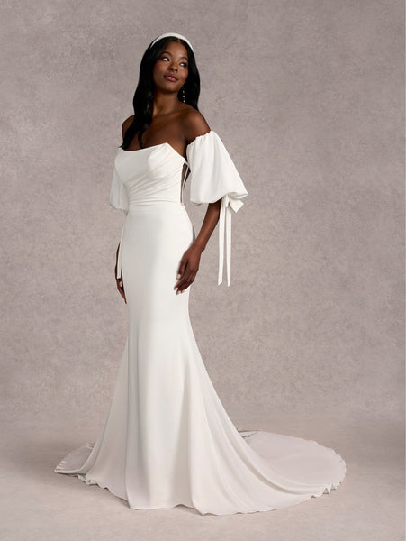 Strapless Puff Sleeve Bridal Gown by Adrianna Papell 31269 ABC